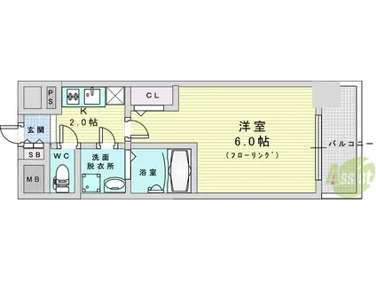 エスリードレジデンス大阪グランノースⅡ(1K/5階)の間取り写真