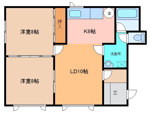 第3リバーハイツ(2LDK/2階)の間取り写真