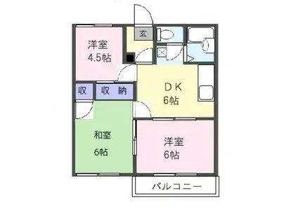 トラッドハウスB(3DK/2階)の間取り写真