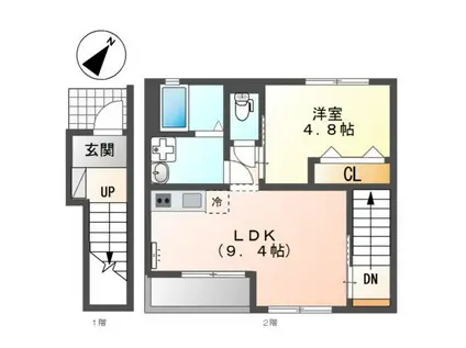 アイヴィーフィールド 1(1LDK/2階)の間取り写真