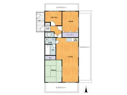 サンシャイン舞子(3LDK/3階)の間取り写真