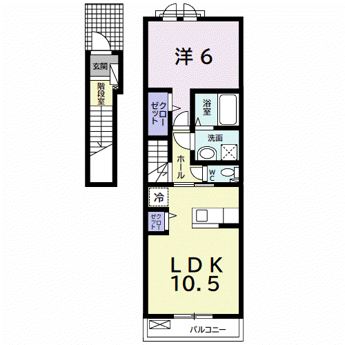 ラフレシール ガーデン(1LDK/2階)の間取り写真