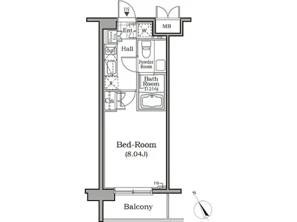 レジディア用賀(1K/4階)の間取り写真