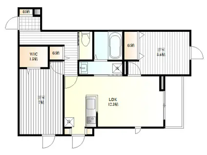 ベルリード美田園(2LDK/3階)の間取り写真