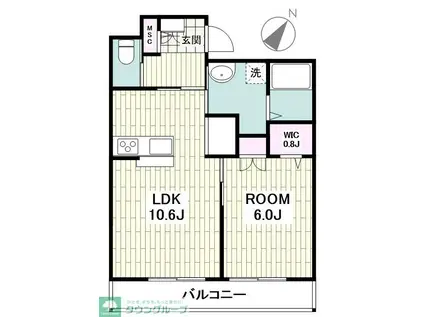 ラポール(1LDK/2階)の間取り写真