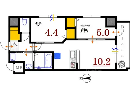 センチュリオン本川(2LDK/5階)の間取り写真