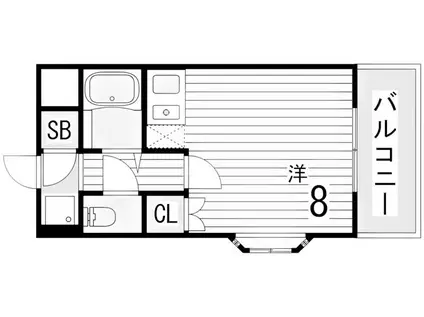 サンリベラル(ワンルーム/2階)の間取り写真