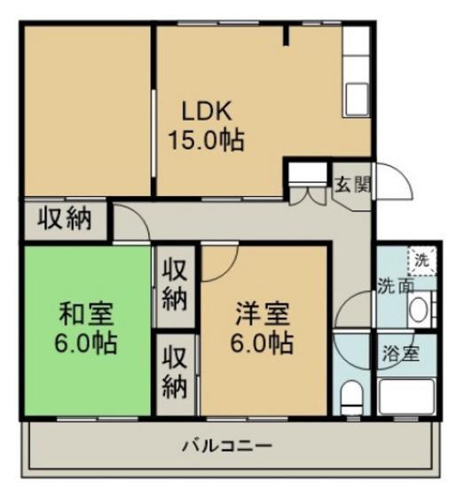 コーポラス弥生(2LDK/3階)の間取り写真