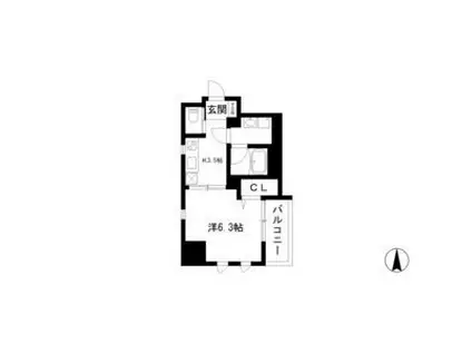 PARA HEROS(1K/2階)の間取り写真