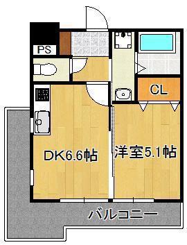 ラ・ヴェリテ鍛冶町(1DK/4階)の間取り写真