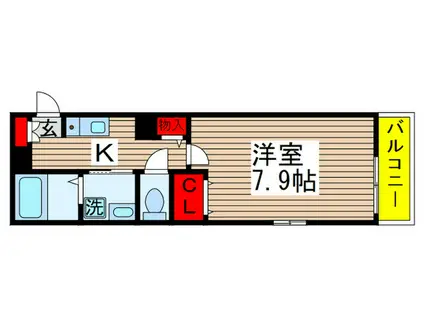 グランディール(1K/2階)の間取り写真