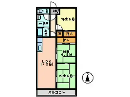 ウインズ山手(3LDK/4階)の間取り写真
