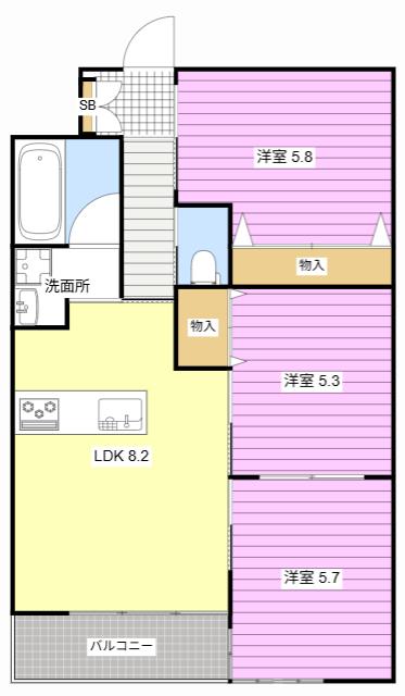 アルコリバーサイド(3LDK/4階)の間取り写真