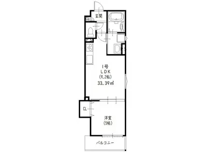 クリエオーレ郡津I(1LDK/1階)の間取り写真