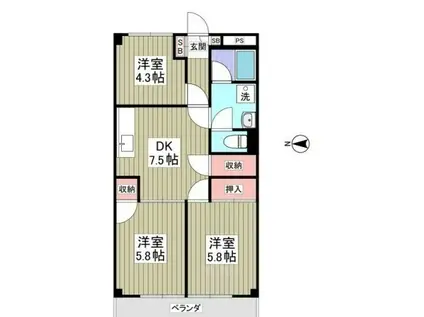 インペリアル本丸(3DK/3階)の間取り写真