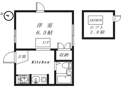 ハイム駒込(1K/2階)の間取り写真