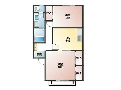 オリックスハイツあらい(2DK/2階)の間取り写真