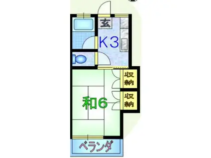 コーポユー(1K/1階)の間取り写真