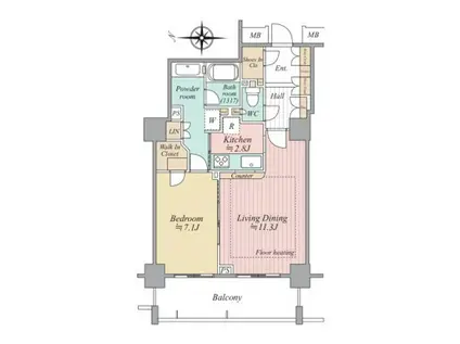 キャナルワーフタワーズ ウエスト(1LDK/8階)の間取り写真