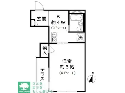 メゾンソレイユ(1K/1階)の間取り写真