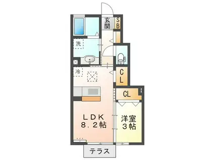 ラ ルーチェ 幸町(1LDK/1階)の間取り写真