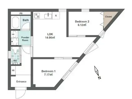 アクロス・シティ東日本橋(2LDK/5階)の間取り写真