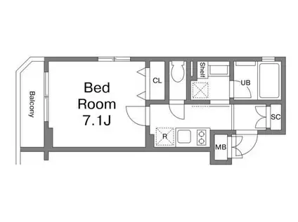 エヌフラット中目黒(1K/1階)の間取り写真