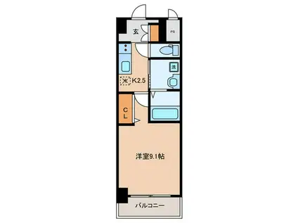 LEGEND鍛冶町(1K/9階)の間取り写真