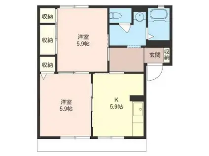 ドミールZAMA(2K/1階)の間取り写真