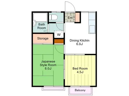 エステートピア朝倉(2DK/1階)の間取り写真