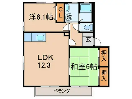 シティハイツ B棟(2LDK/2階)の間取り写真