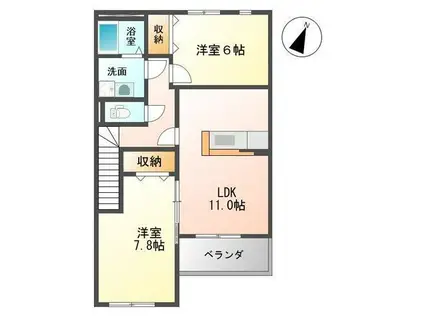 サニープレイス(2LDK/2階)の間取り写真