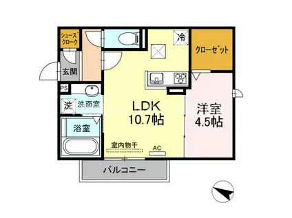 NOBLE 駅前通(1LDK/1階)の間取り写真