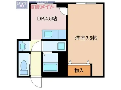 大藪第5ビル(1DK/2階)の間取り写真