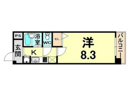 レーヴコート(1K/4階)の間取り写真