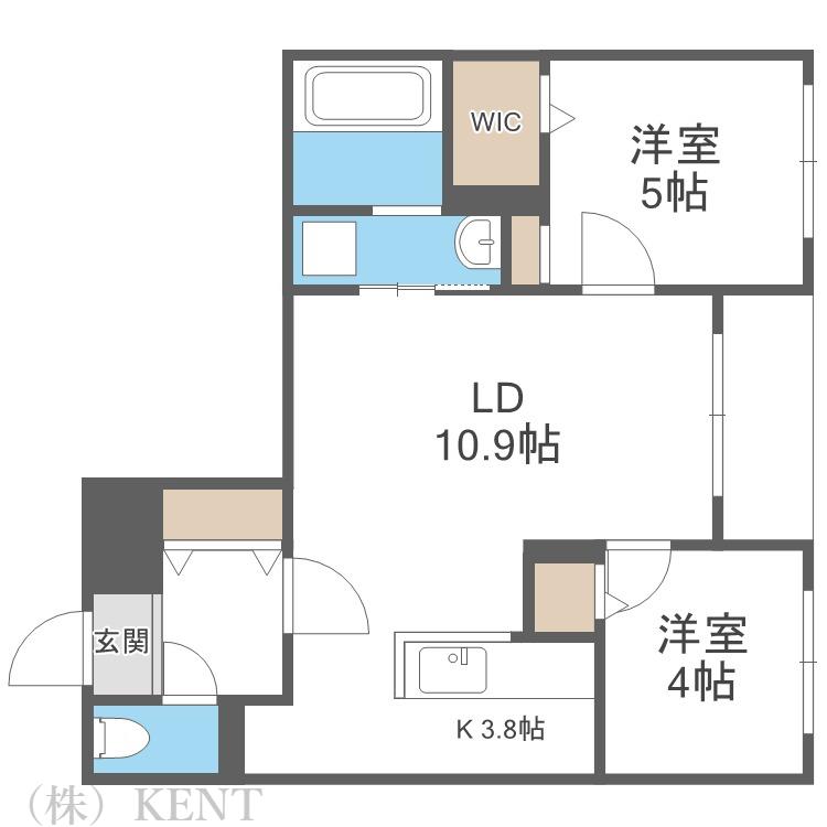 GRANDUKE北円山(2LDK/4階)の間取り写真