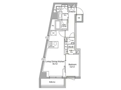 ザ・パークハビオ中野新橋(1LDK/6階)の間取り写真