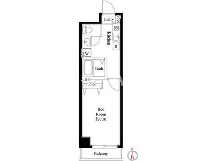 ヴェラジオ I(1K/4階)の間取り写真