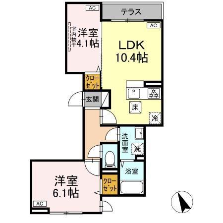 セレスティア鷺宮(2LDK/1階)の間取り写真