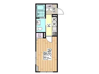 プルメリア(1K/1階)の間取り写真