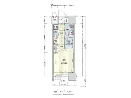 プレサンス上町台筆ケ崎ノース(1K/11階)の間取り写真