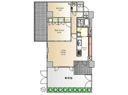 コンフォルテハイム西小山(2LDK/1階)の間取り写真
