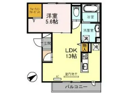 カーサリバティバランスセカンド(1LDK/2階)の間取り写真