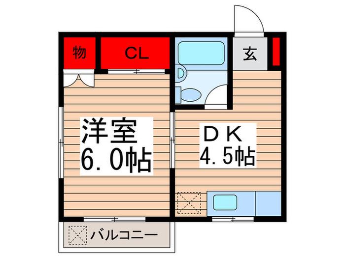 コーポクレール(1DK/2階)の間取り写真