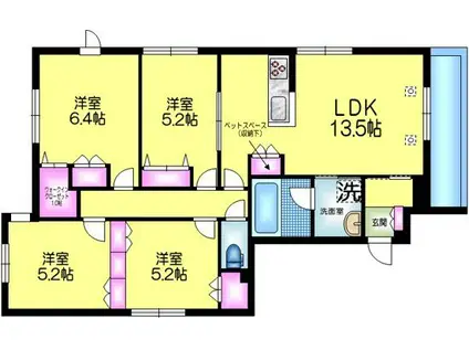 マリンハイツ北(4LDK/1階)の間取り写真