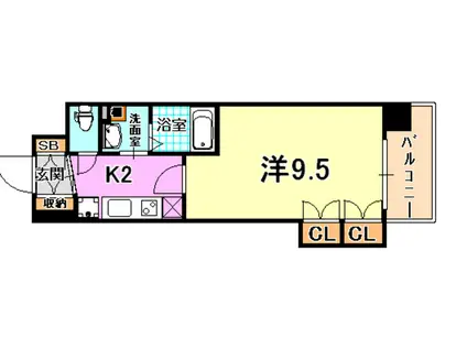 アルファレガロ神戸ウエスト(1K/9階)の間取り写真