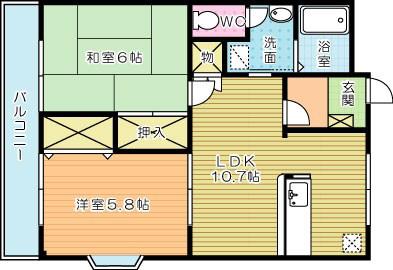エトワールHANDA壱番館(2LDK/2階)の間取り写真