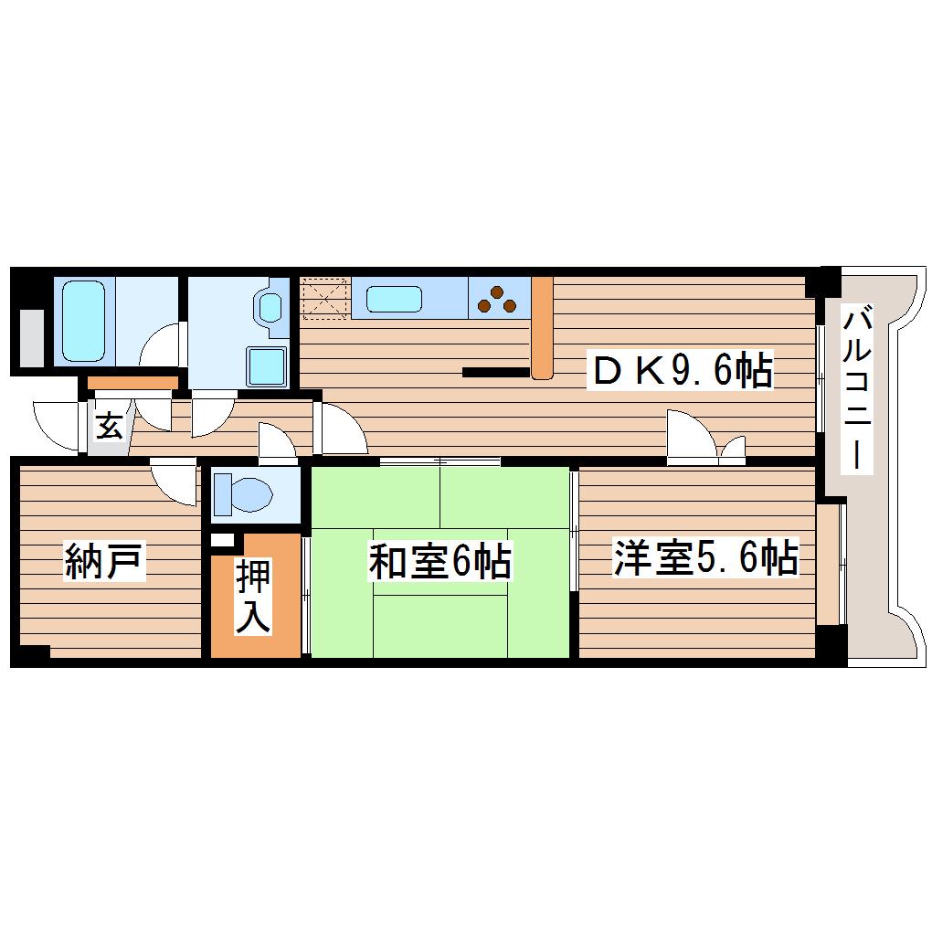 ダイアパレス泉崎(2SDK/1階)の間取り写真