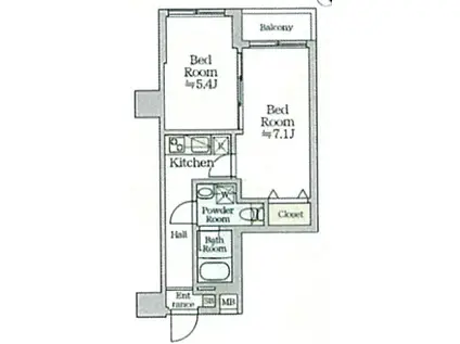 ティモーネグランデ横浜ノース(2K/1階)の間取り写真