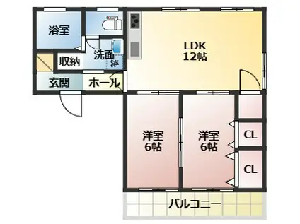 アペックス彩(2LDK/1階)の間取り写真